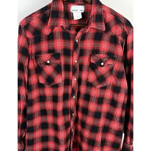 Wrangler Rancher Western Shirt Mens XL Red Plaid Pearl Snap Cowboy